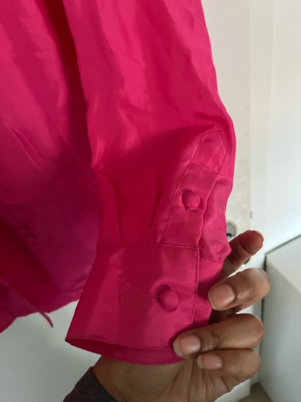 Lilly Pulitzer vintage Fuchsia Silk Button-Front Blouse - Picture 6 of 7